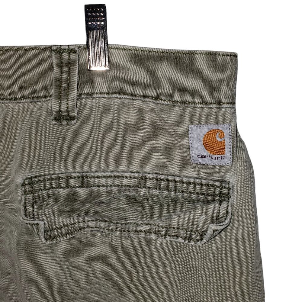 Carhartt Relaxed Fit Cargo Shorts Olive Green Work Utility Flap-Pockets - Picture 4 of 6